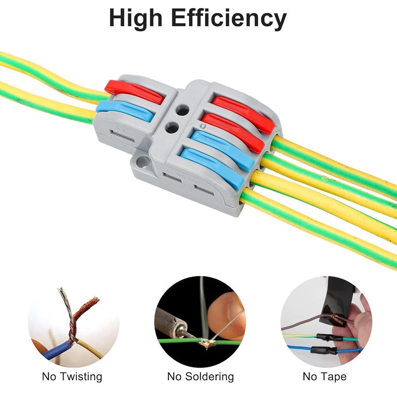 Linkstyle موصلات الأسلاك 20 قطعة مع رافعة 24-12 AWG، 2 في 6 خارج، 2 في 4 خارج موصلات سريعة للأسلاك، موصلات أسلاك كهربائية مع صمولة رافعة، كتلة طرف موصلات سلكية - Image 4
